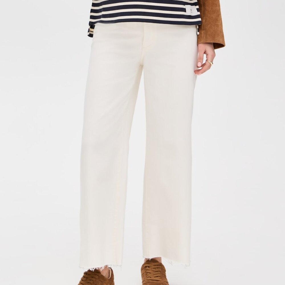 DL1961 Women's White Hepburn Maternity Wide Leg Jeans
